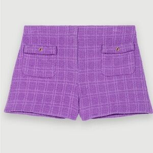 Maje Lavender Tweed Pocket Shorts